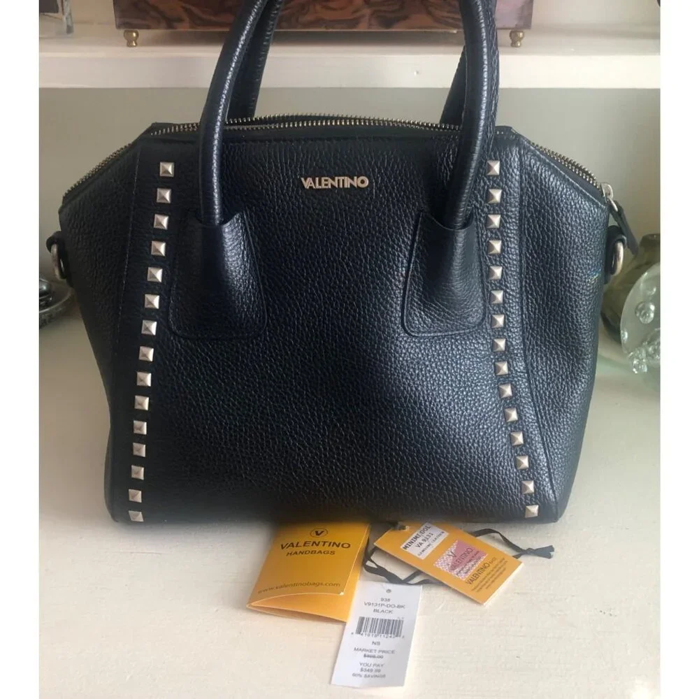 VALENTINO by Mario Valentino Minimi Studded Leather Bag Satchel - Picture 14 of 15